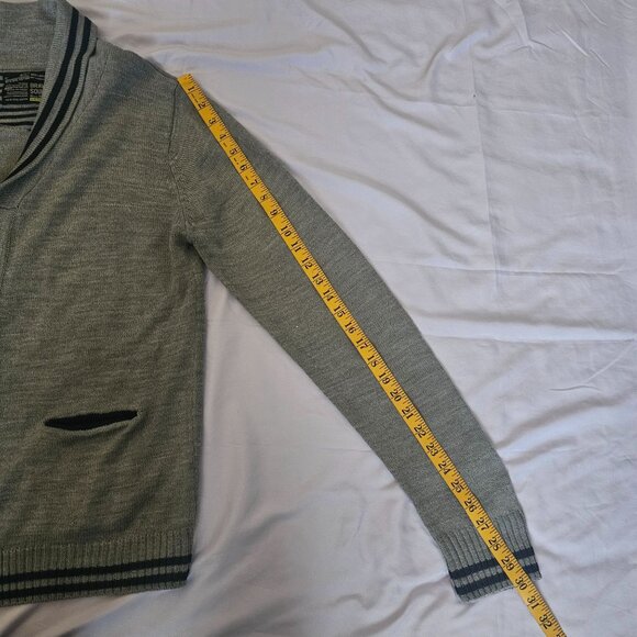 Brave Soul Men's Gray Knit Shawl Collar Button Front Cardigan Sweater Size Large - Picture 10 of 11